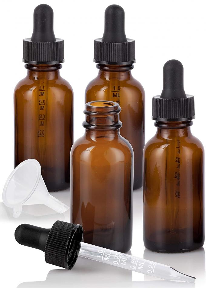 Κλιμακωτά Dropper εμπορευματοκιβωτίων 0.7oz 30ml γυαλιού κλίμακας ηλέκτρινα καλλυντικά μπουκάλια με το σιφώνιο 3