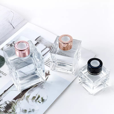 Different Sizes 50ml 100ml 200ml Empty Square Reed Diffuser Glass Bottles With Cork