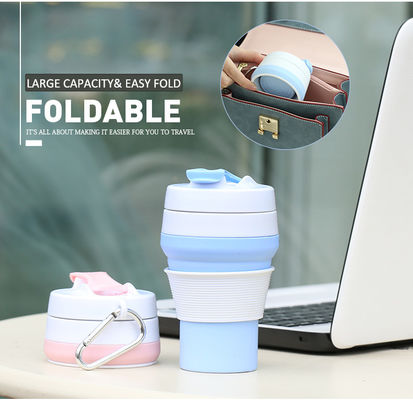 Good price OEM φιλική προς το περιβάλλον πτυσσόμενη κούπα καφέ ταξιδιού σιλικόνης αναδιπλούμενη με καπάκι σε απευθείας σύνδεση