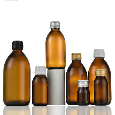 Good price Medical Oral Liquid Amber Glass Syrup Bottle 60ML 100ML 500ML With Aluminium Cap σε απευθείας σύνδεση
