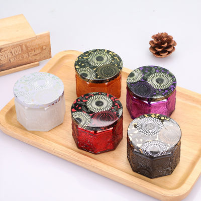 Good price Οκταγώνων αποτυπωμένο σε ανάγλυφο γυαλί κεριών πολυ χρώμα 4oz 8oz πολυτέλειας βάζων κενό με το καπάκι σε απευθείας σύνδεση